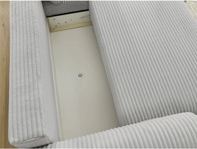 Divano angolare in grigio chiaro allungabile (con penisola a destra) con rivestimento in velluto a coste Lucien – Bobochic Paris