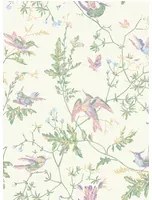 Cole & Son Carta da parati Hummingbirds - Blush Sage/  Mulberry on Cream