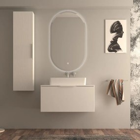 Mobile da bagno sospeso sotto lavabo Modula di BADEN HAUS L 90 x H 43 x P 44 cm bianco opaco liscio, 3 cassetti