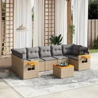 Set Divano da Giardino 8 pz con Cuscini Beige in Polyrattan 3259056