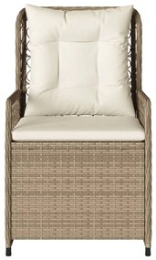 Sedie da giardino reclinabili 2 pz beige polyrattan