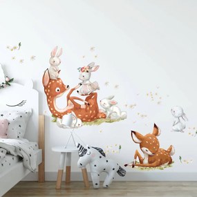 Adesivi per bambini - Capriolo con coniglietti | Inspio