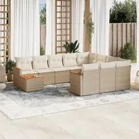 Set Divani da Giardino 11 pz con Cuscini Beige in Polyrattan 3258768