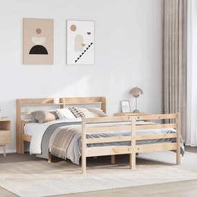 Giroletto Con Testiera 140x190 Cm İn Legno Massello Di Pino /