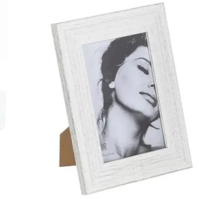 Cornice Portafoto Bianco Grigio Legno Cristallo 15 x 1 x 20 cm