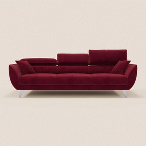 Michelangelo 4 Posti – Divano con 3 sedute estensibili e poggiatesta reclinabili in elegante tessuto vellutino smacchiabile T30