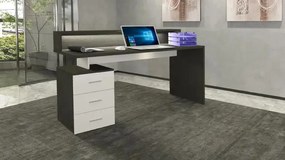 Scrivania New Selina 160 con Sopralzo - Design Elegante e Funzionale, Report-Bianco Lucido