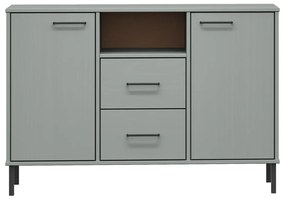 Credenza gambe metallo grigio 113x40x77 cm legno massello oslo