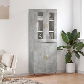 Credenza grigio cemento 69,5x34x180 cm in legno multistrato