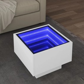 Tavolino Con Led Bianco 40x40x30 Cm İn Legno Multistrato /