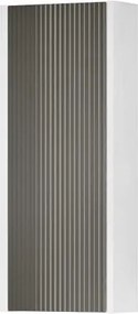 Pensile bagno Niwa cannettato laccato opaco bianco con vetro grigio carbone, 1 anta P17 x L30 x H78.5 cm