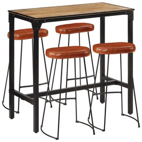 Set Bar 5pz Legno Massello Mango Grezzo E Metallo /