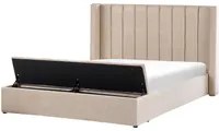 Letto velluto di colore beige rete a doghe e cassapanca 180 x 200 cm stile moderno glam