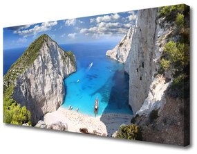 Quadro su tela Paesaggio della spiaggia della montagna della baia 100x50 cm