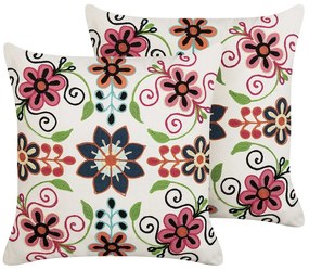 Set di 2 cuscini cotone ricamato multicolore 50 x 50 cm BAHRAICH Beliani
