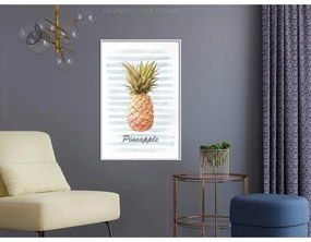 Poster Pineapple on Striped Background