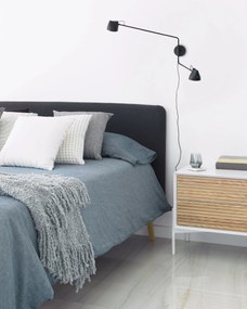 Kave Home - Fodera cuscino Marena 100% lino righe nere e bianche 45 x 45 cm