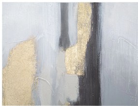 Dipinto astratto su tela grigio/oro 80x2,8x100 cm