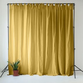 Tenda gialla in lino 140x330 cm Lemon Curry – Linen Tales