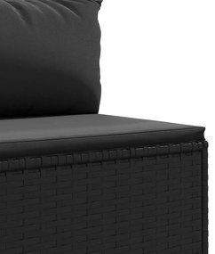 Set salotto da giardino con cuscini 9pz nero in polyrattan