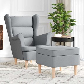 Poltrona Con Poggiapiedi Grigio Chiaro İn Tessuto /