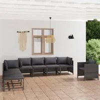 Set Divani da Giardino 8 pz con Cuscini in Polyrattan Grigio cod mxl 36223