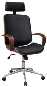 Sedia Da Ufficio Girevole İn Legno Similpelle Con Poggiatesta /