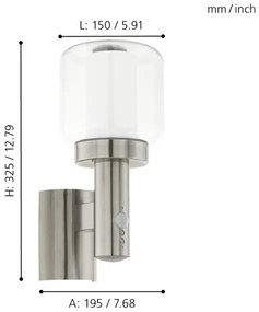 Eglo 95017 - Applique da esterno con sensore POLIENTO 1xE27/40W