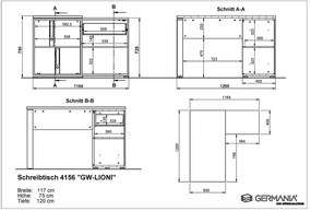 Tavolo da lavoro in rovere 120x117 cm Lioni - Germania