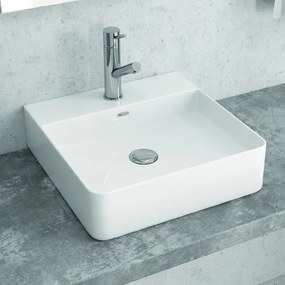 Lavabo da appoggio quadrato 42cm in ceramica bianca |Litos-0007 - KAMALU