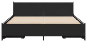 Giroletto con cassetti nero 120x190 cm in legno multistrato