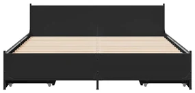 Giroletto con cassetti nero 120x190 cm in legno multistrato