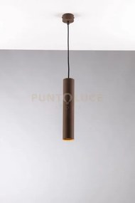 Lampadario a sospensione fluke tonda corten 1 luce attacco gu10 5,5...