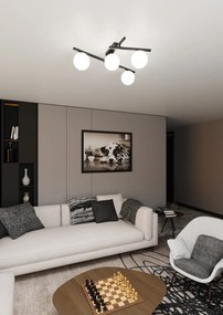 Lampadario da Soffitto in Acciaio e Vetro SMART 4 Nero 4xE14