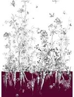 Edmond Petit Carta da parati Lièvres/Fenouil/Tournesol - Aubergine - Fenouil Sauvage Gauche - Aubergine