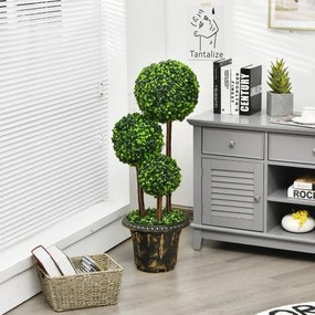 Costway Albero artificiale topiario 91cm con foglie realistiche, Pianta finta per casa ufficio uso interno ed esterno