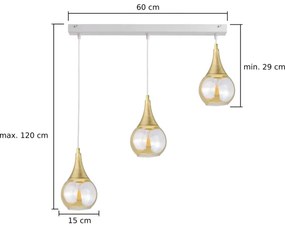 Lampadario a sospensione con filo LACRIMA WHITE 3xE27/60W/230V