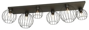 Plafoniera Minimal Industrial Geb 6 Luci Lineari Nera