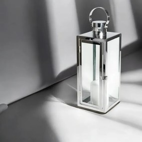 Lanterna decorativa 63 cm in cromo lucido