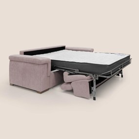Giunone divano letto con materasso alto 18 cm e poggiatesta reclinabili in tessuto impermeabile T02 rosa