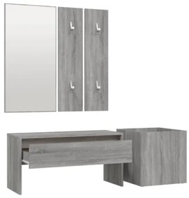 Set di Mobili da Corridoio Grigio Sonoma in Legno Multistrato