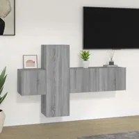 Set Mobili Porta TV 3 pz Grigio Sonoma in Legno Multistrato 3120225