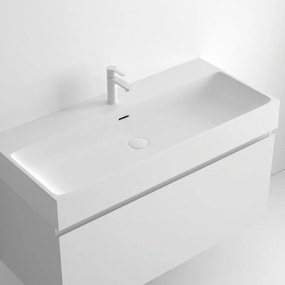 Lavabo rettangolare L 101 x P 46 x H 12 cm in resina bianco