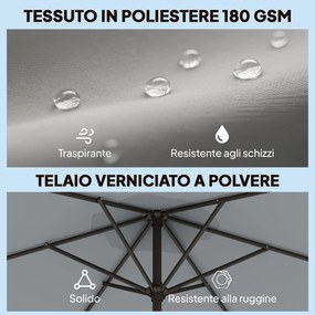 Ombrellone da Giardino 3x3 m Inclinabile con Apertura a Manovella in Metallo e Poliestere Grigio...