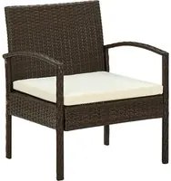 Sedia da Giardino con Cuscino in Polyrattan Marrone cod mxl 63490