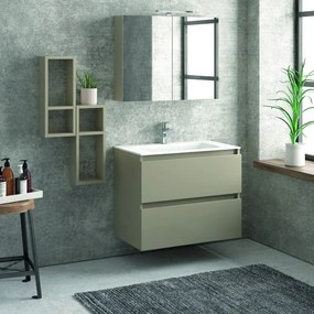 Composizione mobile bagno sospeso 80cm: mobile, 2 pensili e specchio TOD-80A - KAMALU