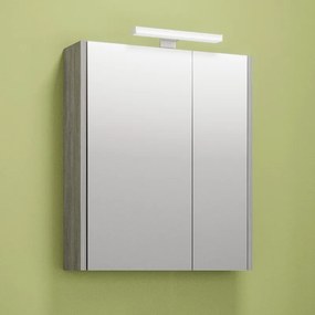 Kamalu - Specchio bagno contenitore 60 cm colore marmo cemento | LAC-AMFI-60