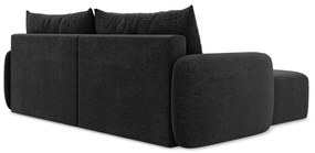 Divano angolare nero allungabile/con contenitore (con penisola a sinistra) Kalena – Makamii