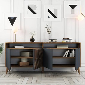 Credenza antracite in noce 180x79 cm Milan - Kalune Design