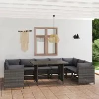 Set Divani da Giardino 10 pz con Cuscini in Polyrattan Grigio cod mxl 69415